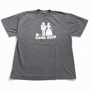 Game Over Funny Marriage T-Shirt Size XL Y2K 2000s Retro Vintage Skate Comedy